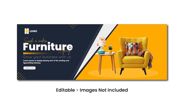 Vector furniture facebook cover and web banner template simple and modern furniture social media template