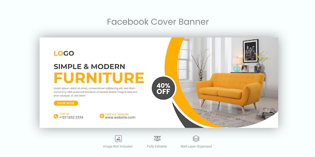 Vector furniture facebook cover and web banner template