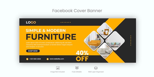 Vector furniture facebook cover and web banner template