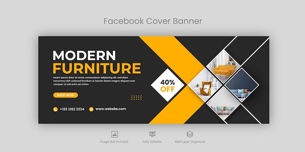 Vector furniture facebook cover and web banner template