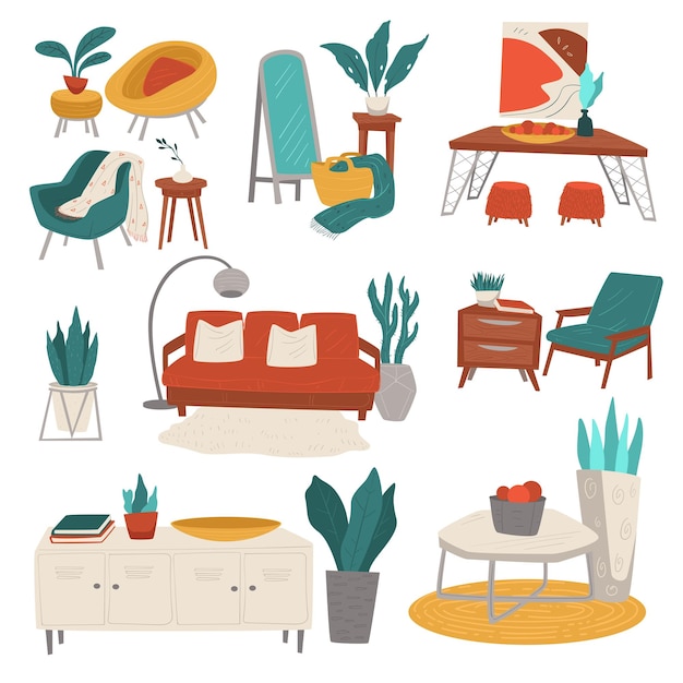 furniture for home interior decoration sofa and plants