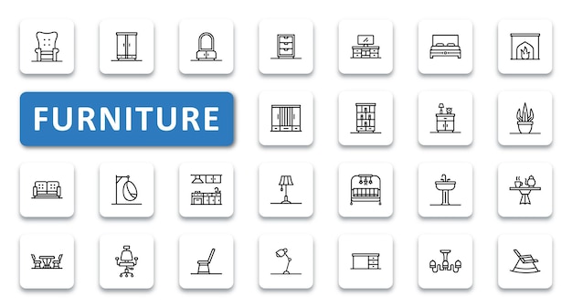 Vector furniture icon set vector illustration thin line outline icons