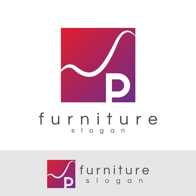 Furniture initial letter p logo design