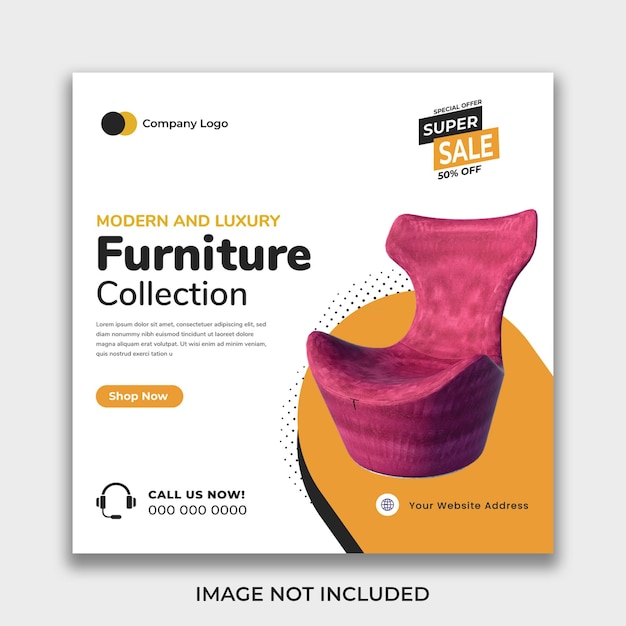 Furniture instagram post and social media template