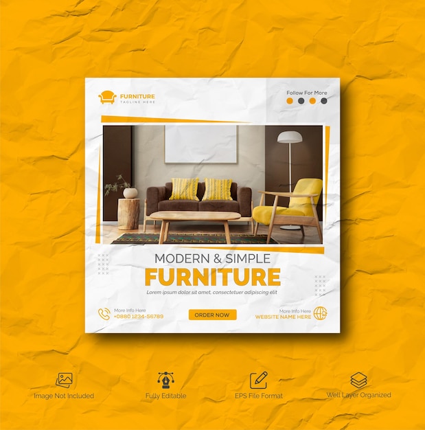 Furniture instagram social media post template