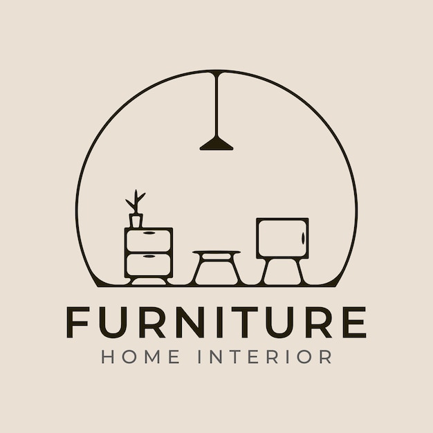 Vector furniture interior home line art logo icon and symbol vector illustration minimalist design