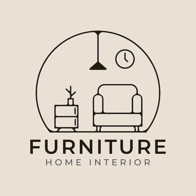 furniture interior home line art logo icon and symbol vector illustration minimalist design