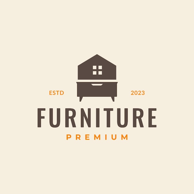 Vector furniture interior house table living room simple minimal shape clean flat logo design vector icon illustration