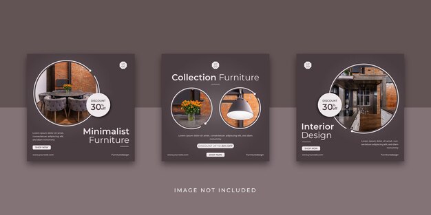 Vector furniture interior social media instagram post template