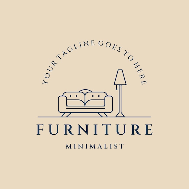 Furniture line art logo icon and symbol with emblem vector illustration design