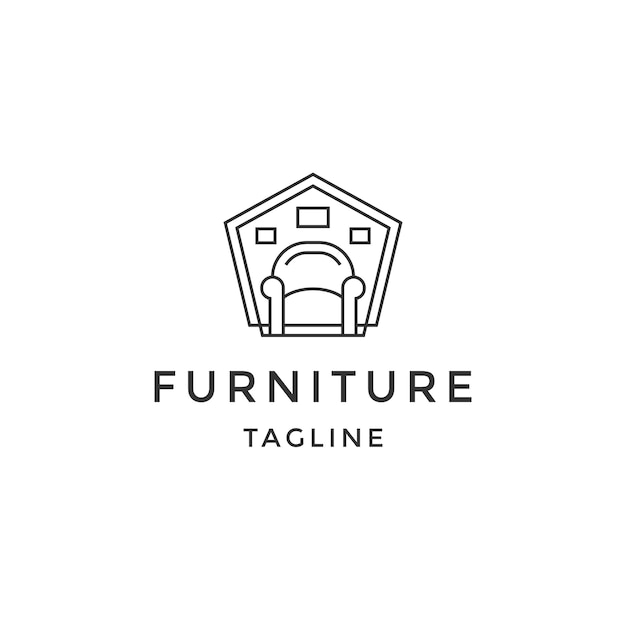 Furniture line logo icon design template flat vector