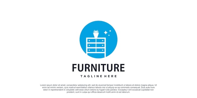 Вдохновение для дизайна логотипа мебели для дома с креативной концепцией premium векторы