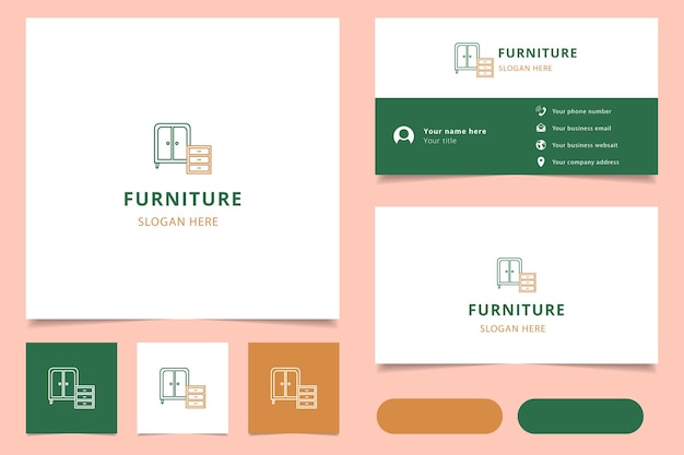 편집 가능한 슬로건 브랜딩 북이 포함된 가구 로고 디자인 및