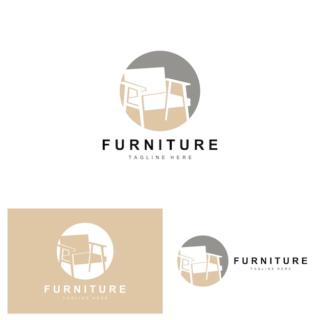 Furniture logo home furnishing design room icon illustration table chair lamp frame clock flower pot