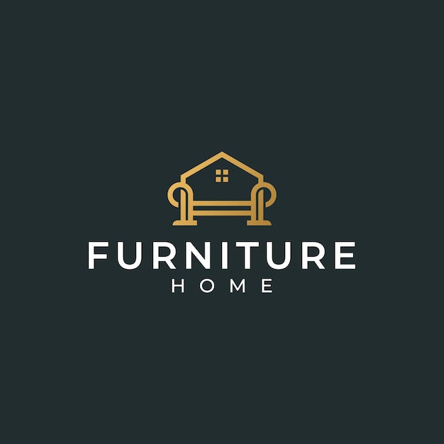 Furniture logo luxury interior design style line . Premium vector chairs, sofa, and home furnishings