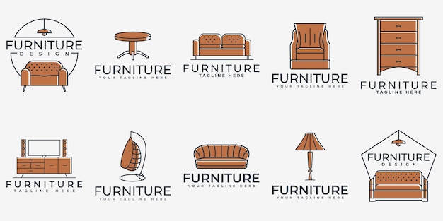 Furniture logo set furniture icon set