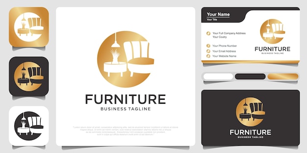 Furniture logo symbol and icon of chairs sofas table and home furnishings