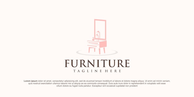 Furniture logo Symbol and icon of tables and lamps Home furniture logo design