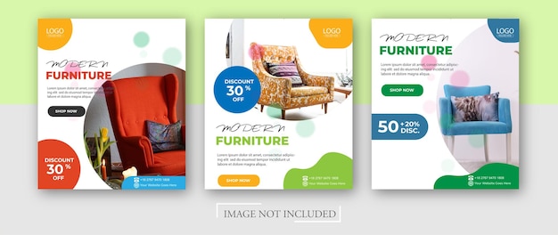 Furniture minimal square social media promotion templates