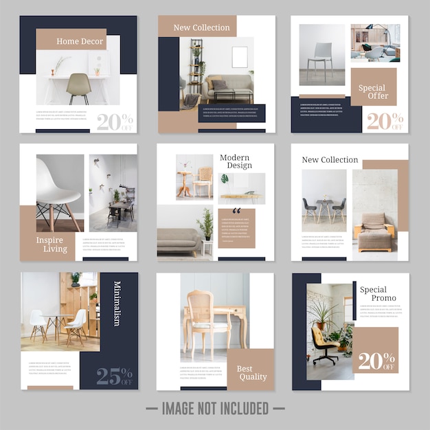 furniture minimalist social media post template banners 