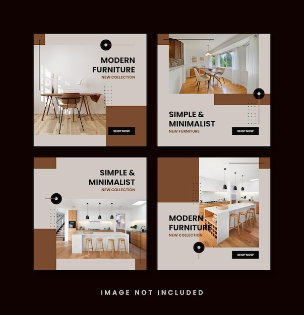 Furniture minimalist social media post template collection