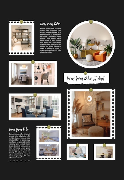Furniture pictures or photos frame collage comics page grid layout abstract photo frames and digital photo wall template