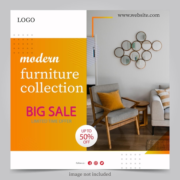 Furniture poster banner template flat design collection for digital markating