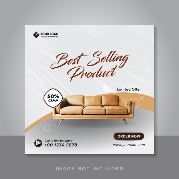 Furniture sale banner or square flyer for social media post template