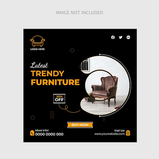 Furniture sale banner or square flyer for social media post template