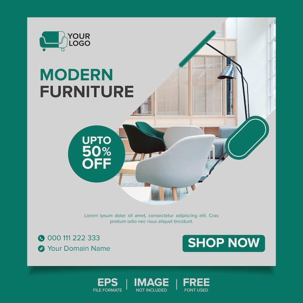 Furniture sale banner template for social media