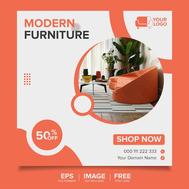 Furniture sale banner template for social media