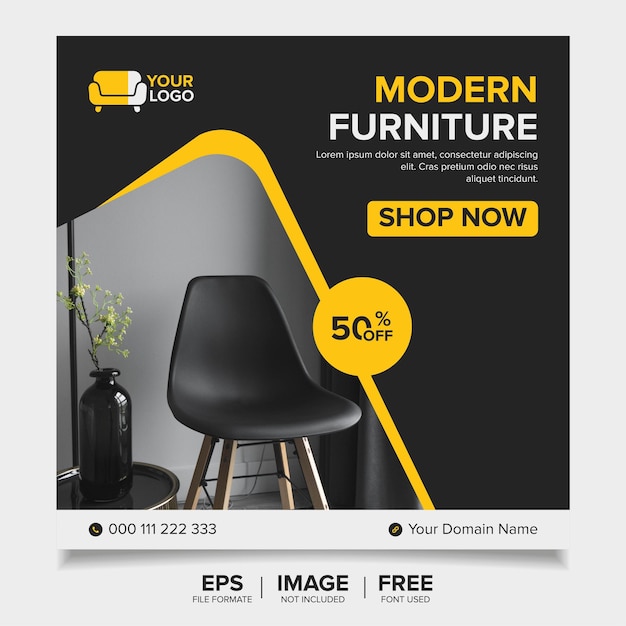 Furniture sale banner template for social media