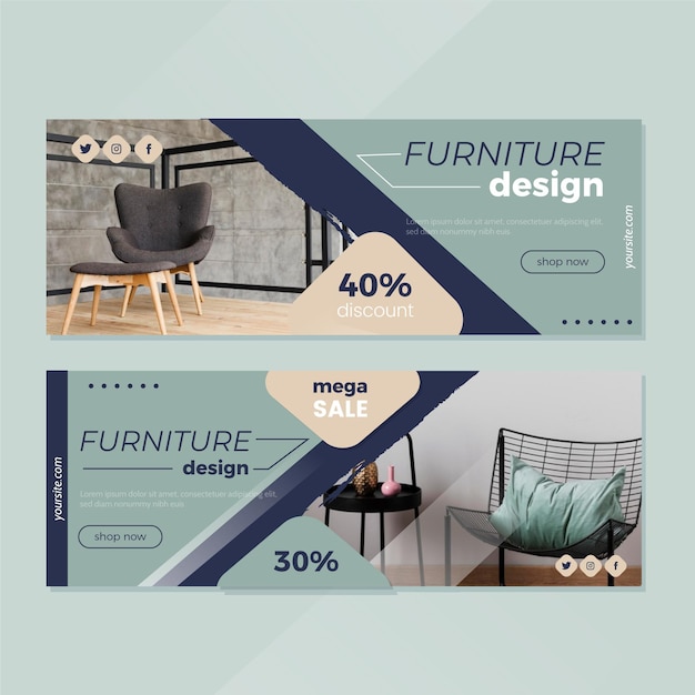 Furniture sale banners collection with image