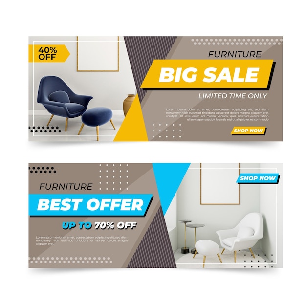 Furniture sale banners collection with picture