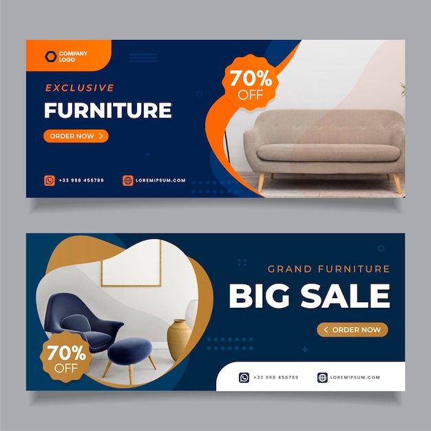 Furniture sale banners set with image