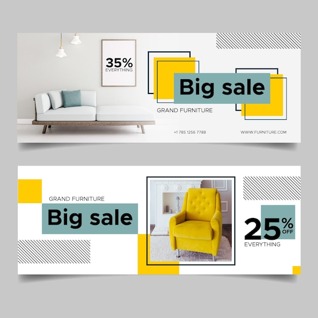 Furniture sale banners with discount