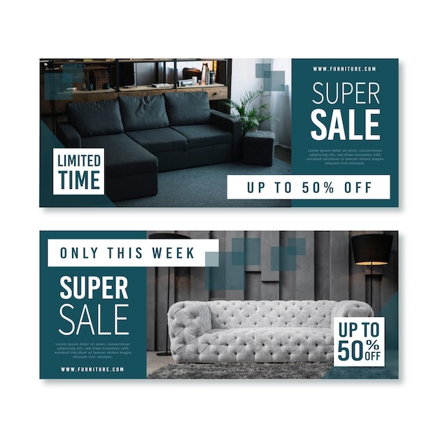 Furniture sale banners with discount