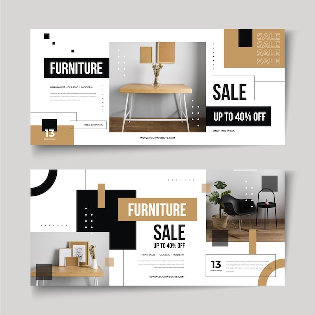 Vector furniture sale banners with discount