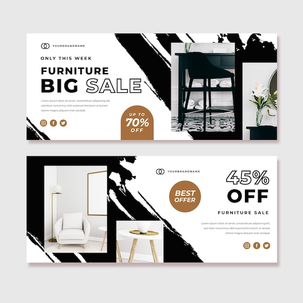 Vector furniture sale banners with photo