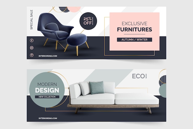 Vector furniture sale banners