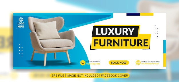 Vector furniture sale facebook cover banner template design