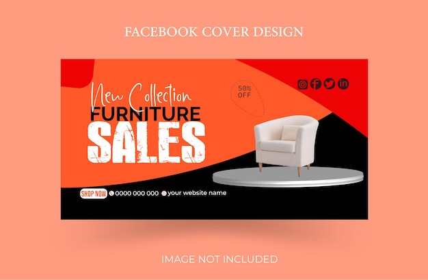 Vector furniture sale facebook cover design template