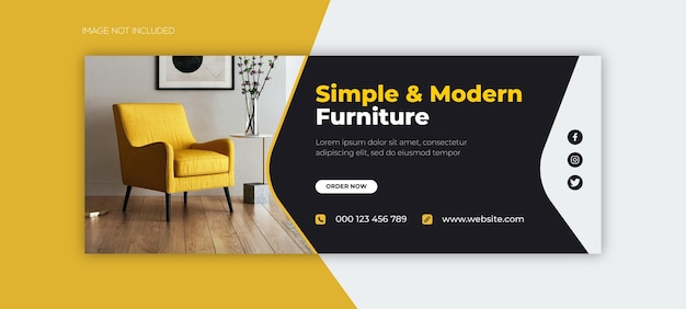 Furniture sale facebook cover page design, web banner for furniture product promotion, social media