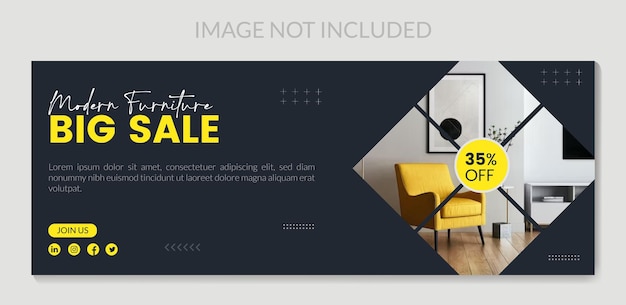 Furniture sale facebook cover page design web banner for furniture product promotion template