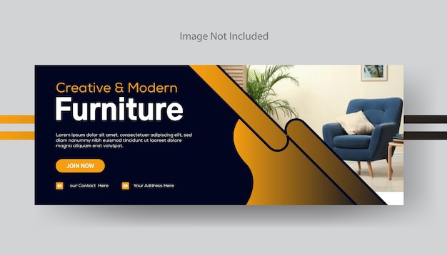 Furniture sale facebook cover page timeline web ad banner template with photo place modern layout