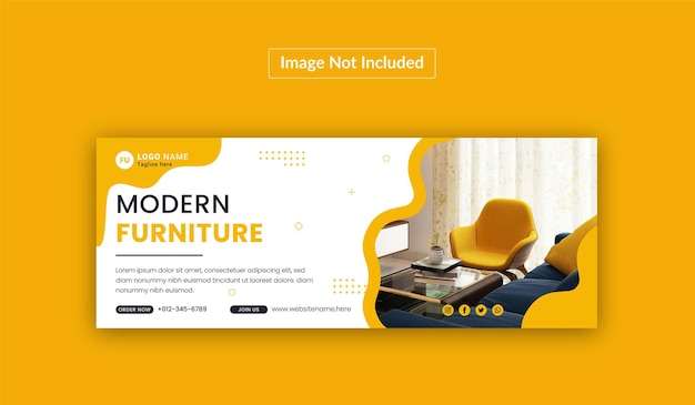 Furniture sale facebook cover page and web banner premium vector template