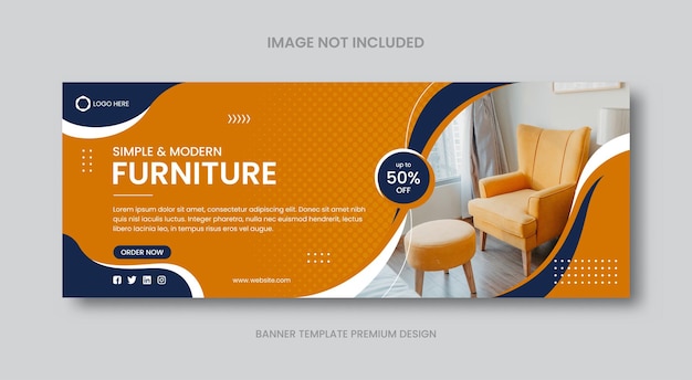 Vector furniture sale facebook cover template design premium vector