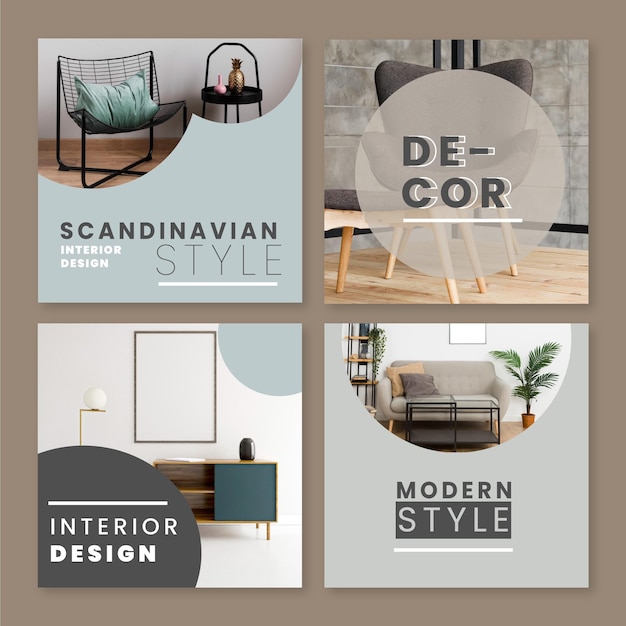 Vector furniture sale ig post collection with image