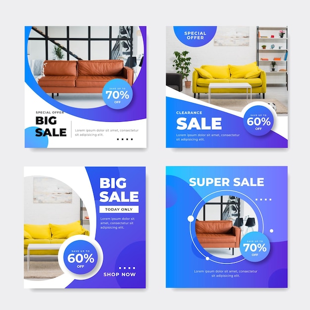 Furniture sale ig posts set with photo