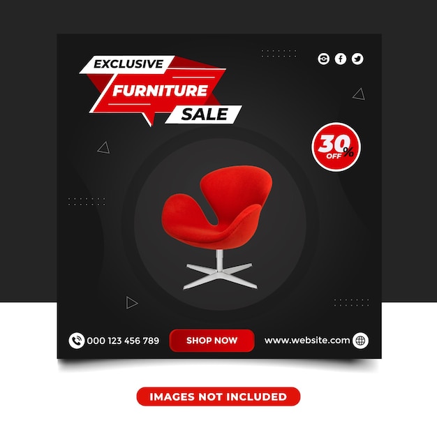 Furniture sale instagram banner template